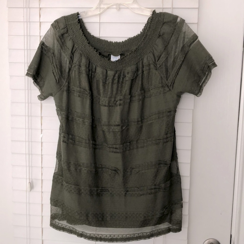 Time and Tru Top Lacy Green Blouse SZ XL (16-18)